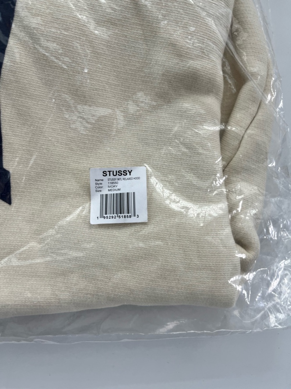 Stussy Relaxed Hoodie Ivory Medium - Picture 3 of 5
